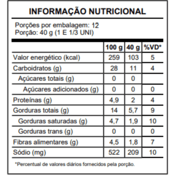 Empada de frango -  sem glúten, sem leite, sem ovo - 300g - congelado