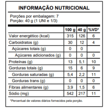 Empada de frango -  sem glúten, sem leite, sem ovo - 300g - congelado