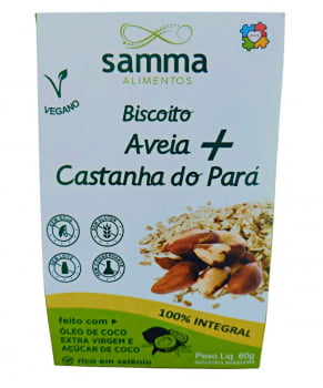 Biscoito Integral sem glúten - Aveia  + Castanha do Pará (vegano) - 60g