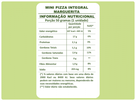 Mini Pizza Sem glúten Integral Marguerita -(vegana) - 200g C/ 4 UNID