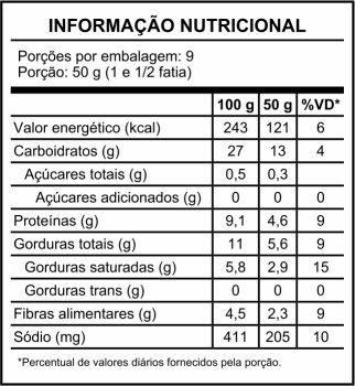 Pão de forma Sem Glúten, Açúcar e Conservante - Integral  - 450g - Aveia + Chia - ( Congelado)