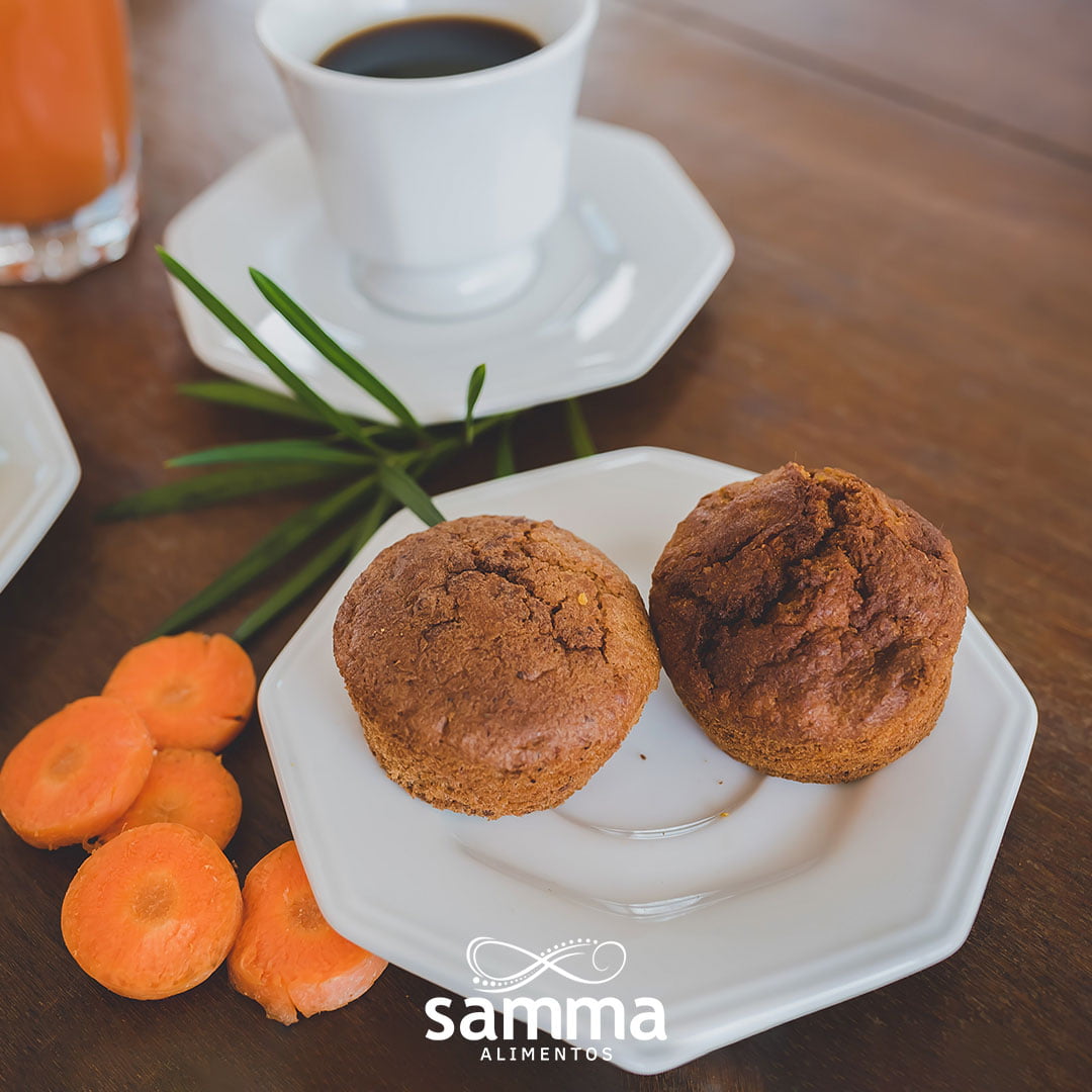 Muffin de Cenoura - Integral - Sem Glúten, leite e conservante - c/ 4 unid 